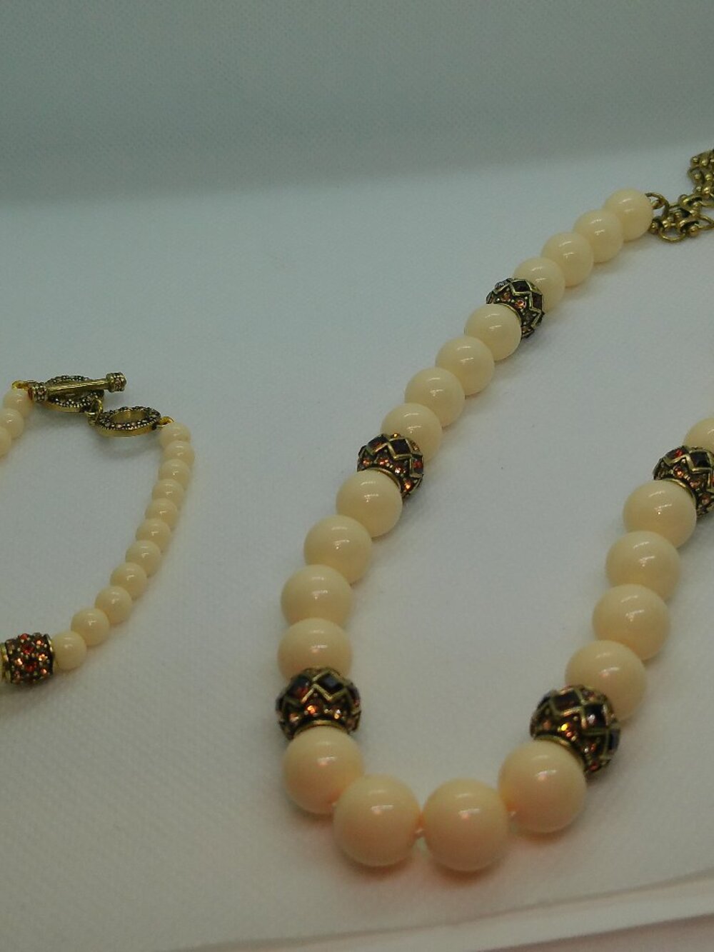 Heidi Daus Cream Off white Crystal single strand Necklace & Bracelet